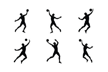 Dynamic Volleyball Players in Action Silhouettes