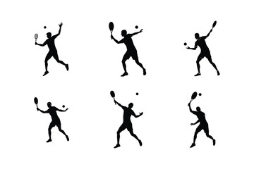 Dynamic Tennis Players in Action Silhouettes