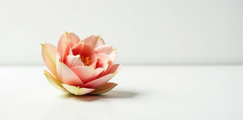 Solo botanical specimen on pristine white surface, nature's solitude, floral solo, isolated flora