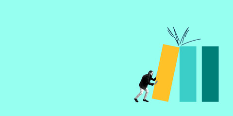 Obraz premium Abstract Creative Design. Collage Art. Blue Background.