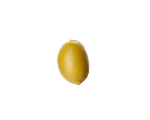 Ripe raw green olive isolated on white