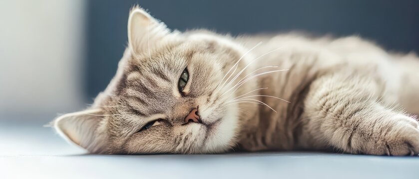 Soft gray cat relaxing in warm sunlight - Powered by Adobe