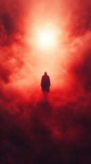 Silhouette in Crimson, A Journey Through Atmospheric Red Hues and Mystery