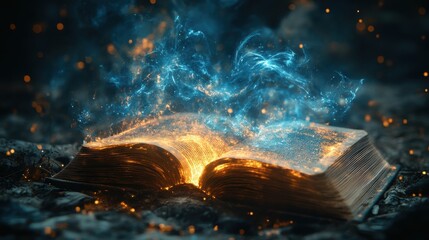 Mystical Spellbook Glowing with Ethereal Energy and Cosmic Enlightenment   An ancient tome radiating with supernatural power revealing secrets of the universe and the mysteries of the divine