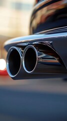 Chrome Reflections, Close-up of a High-Performance Car's Exhaust System