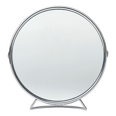 Round Mirror with Stylish Chrome Frame and Stand