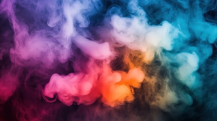 Obraz premium Colorful Smoke Effect Flowing Against Dark Backdrop, Abstract Art