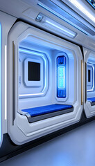Futuristic spaceship sleeping pods. generative ai