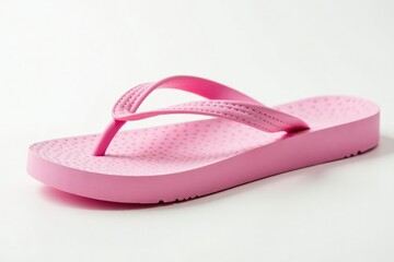 Close-up of a single flip-flop against white backdrop, texture, minimal, isolated