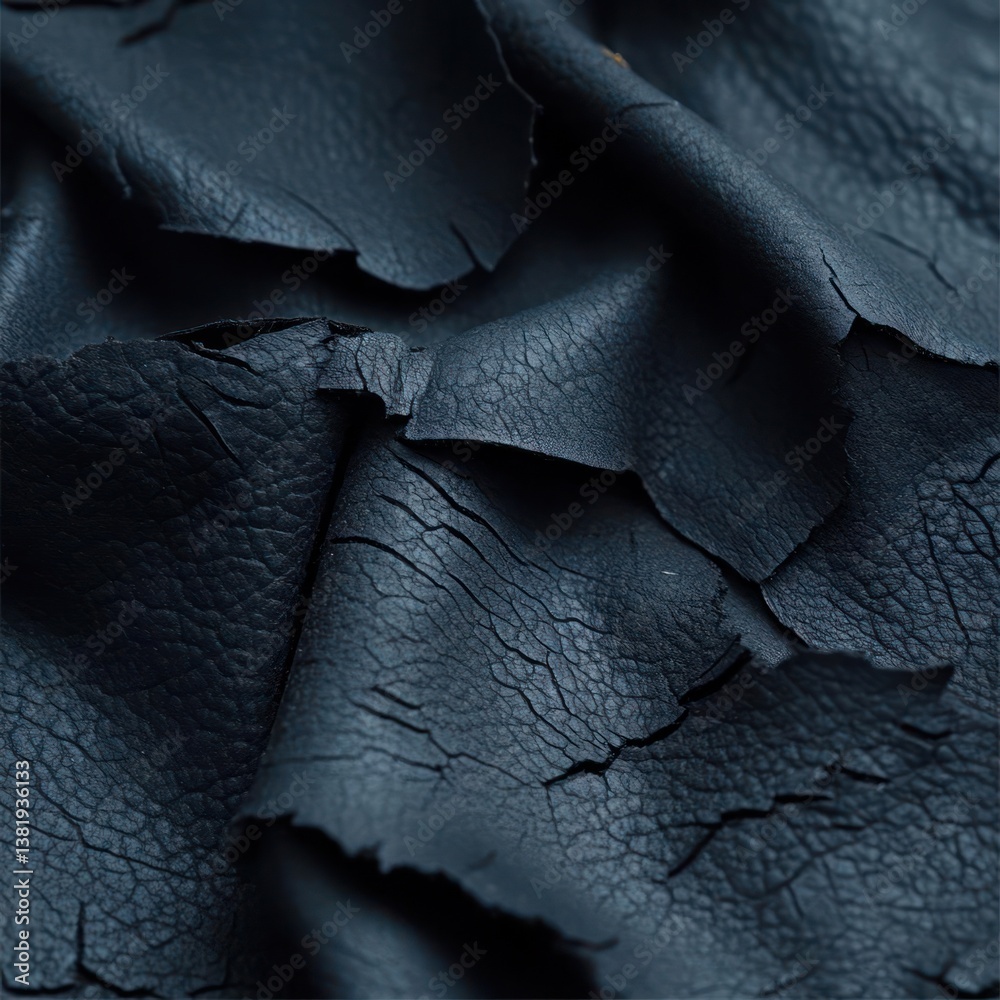 Aufkleber close up of textured black leather fabric with cracks and peeling details creating a sense of aged m