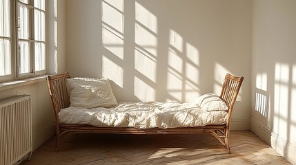 Sunlit Minimalist Bedroom Daybed Interior