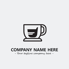 Cup illustration black and white for logo company vector image
