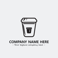 Cup illustration black and white for logo company vector image

