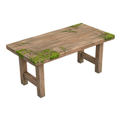 Weathered Wooden Table with Moss Detail and Texture