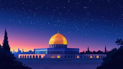 Fototapeta premium Dome of the Rock at Night