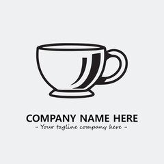 Cup illustration black and white for logo company vector image
