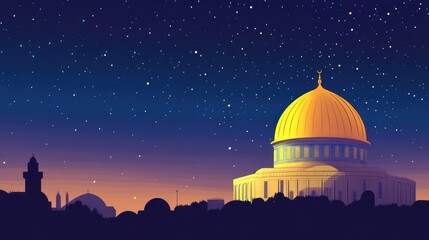 Obraz premium Dome of the Rock at Night