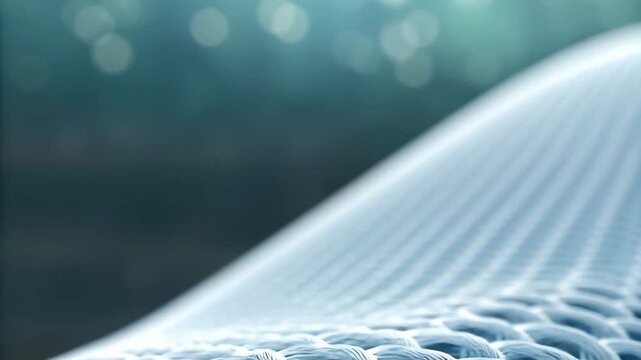 Close up of breathable air filtration system design featuring woven mesh material for enhanced efficiency and improved indoor air quality.