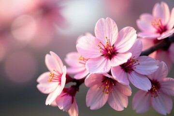 Obraz premium Delicate pink sakura blossoms, full bloom, soft petals , pink, sakura