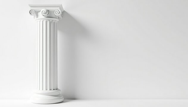 Elegant Roman column detail against stark white backdrop, visual, antiquity