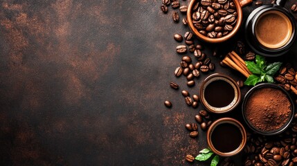 Dark roasted coffee and cocoa arrange