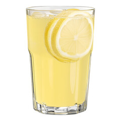 Refreshing Lemonade Drink with Ice Cubes and Lemon Slices