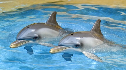 Obraz premium Dolphins swimming underwater in ocean