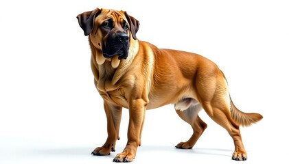 Obraz premium Majestic Mastiff, powerful stance, white background, standing, portrait