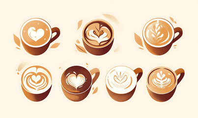 Coffee and accessories concept  illustrations for wallpaper or advertising