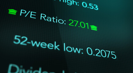  Camera pans across a Positive P-E Ratio on Investing App or Share Price 3