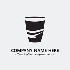 Cup illustration black and white for logo company vector image
