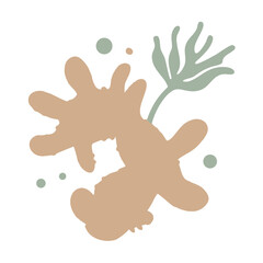 Abstract Ginger Rhizome Illustration, Minimalist Style