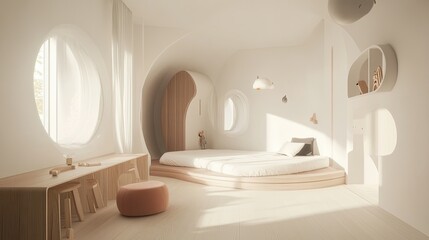 Serene Minimalist Child's Bedroom Interior Design