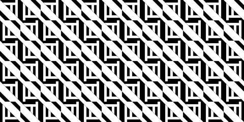 Seamless Transparent Monochrome Art Deco Style Geometric Pattern Wallpaper