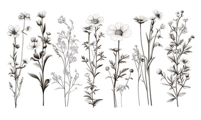Floral flower vector Illustrations on white background