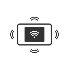 通信中のモバイルルーター・Wi-Fiのベクターアイコン(線画・モノクロ)