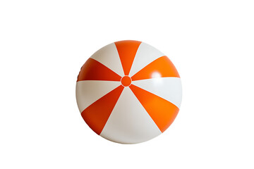 Obraz premium Miniature Orange and White Striped Beach Ball Isolated on White