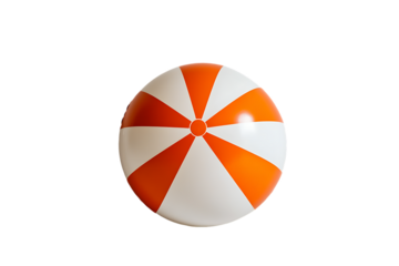 Miniature Orange and White Striped Beach Ball Isolated on White