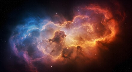 Obraz premium Cosmic Nebula Red Blue Space.