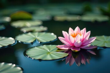 Intricate water lilies bloom across a serene lake's surface , pattern, pretty, wallpaper