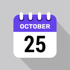 Fototapeta premium calendar 25 october icon vector page illustration background design paper.