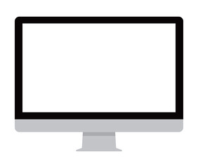 Computer monitor display with empty screen. Device mockup front view. Icon, frame, background. Vector illustration.