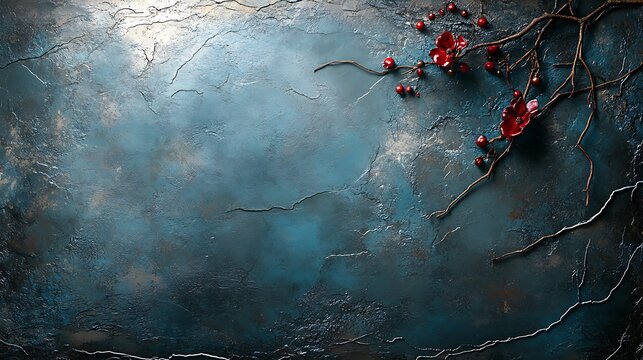 Elegiac textural artwork showing nature?s gentle touch against a fractured world