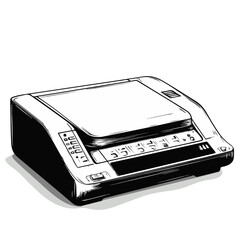 Monochrome Printer Vector Illustration