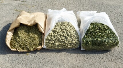 Three bags of animal feed