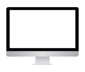 Fototapeta premium Computer monitor display with empty screen. Device mockup front view. Icon, frame, background. Vector illustration.