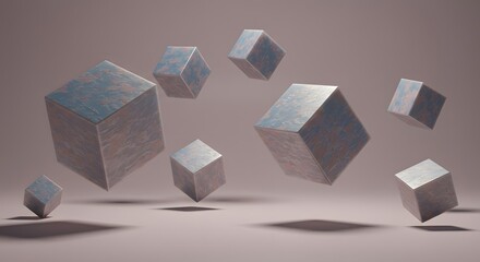 Floating Cubes with Abstract Background.