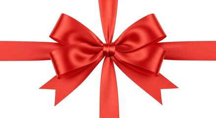 Fototapeta premium Crimson Silk Celebration A Red Ribbon's Embrace Gift Bow Elegance Satin Bow Delight Red Bow Knot Pure Festive Red The Perfect Present Elegant Red Accents Holiday Ribbon Gift Wrapping Beauty