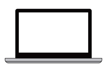 Laptop with transparent screen. Device mockup front view. Icon, frame, background. Vector illustration.