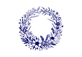 Botanical Wreath Decoration Hand Drawn Illustration Sketch Vector Isolated